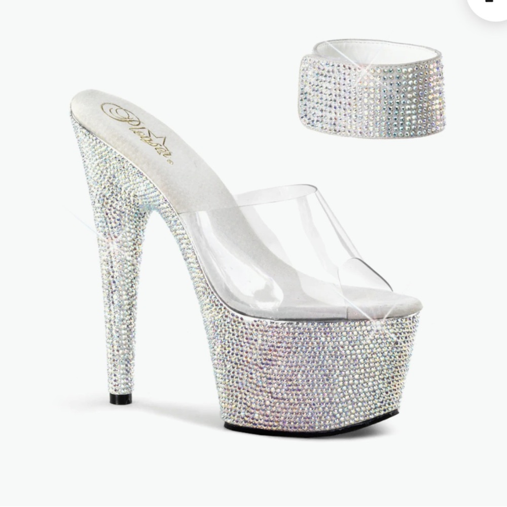 USED BEJEWELED PLEASER HEELS